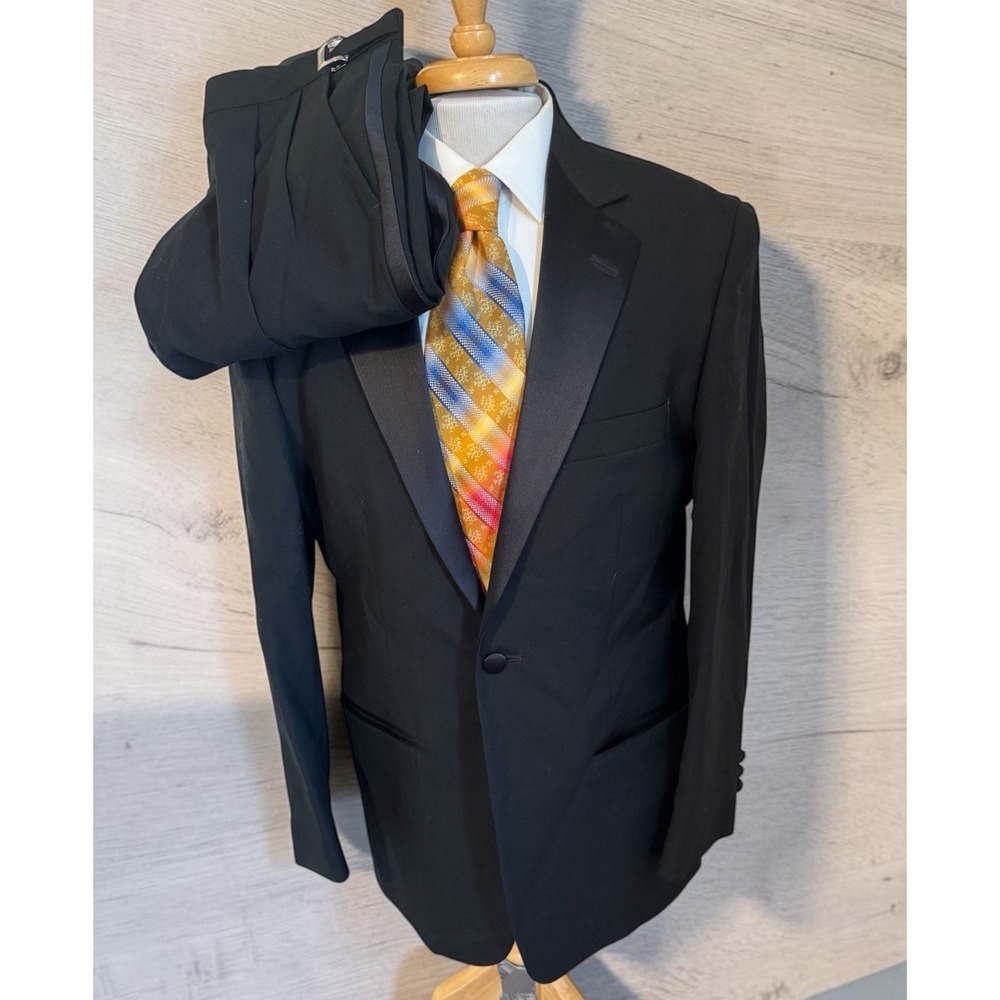 Vintage Black Tuxedo 40R Pants 34 x 31 Hardwick Clothes Suit Tailored USA‎ Made